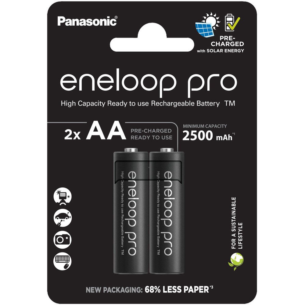 Panasonic BK-3HCDE/2BE eneloop pro Ni-MH akkumulátor, AA (ceruza), 2500 mAh, 2 db/bliszter termék fő termékképe